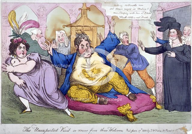 'The Unexpected Visit or more free than welcome', 1820.                                     Artist: Anon