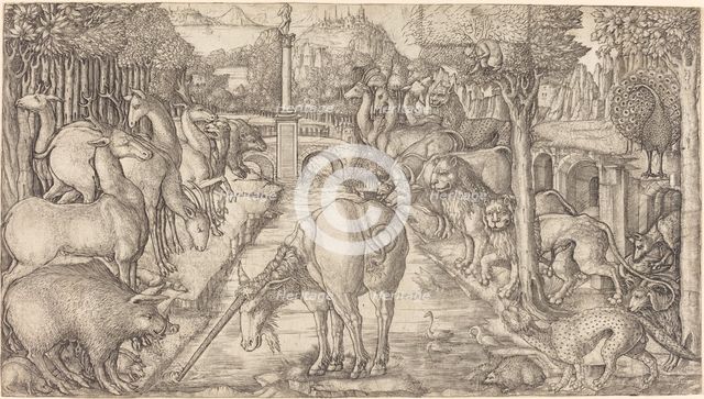 The Unicorn Purifies the Water with Its Horn, probably c. 1555/1561. Creator: Jean Duvet.