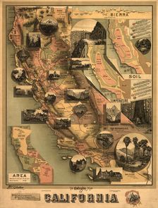 The unique map of California, 1888. Creator: E. McD. Johnstone