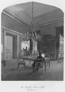 The United Service Club. The Map room c1841. Artist: Henry Melville