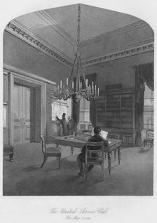 The United Service Club. The Map room c1841. Artist: Henry Melville