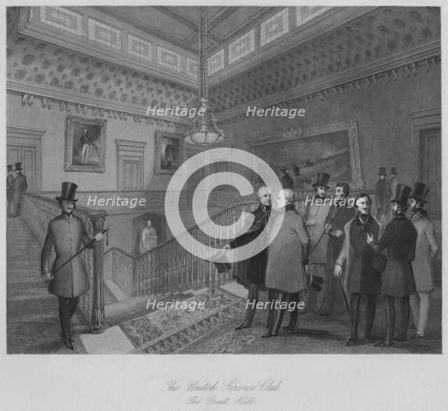 'The United Service Club. The Great Hall', c1841. Artist: Henry Melville.