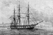 The United States frigate Constellation with relief stores for Irish distress...Cork Harbour, 1880. Creator: Unknown