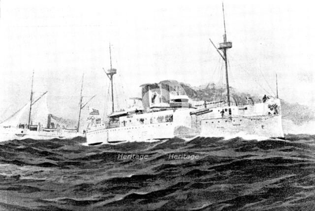 The United States war-ship "Maine," blown up in Havana Harbour, 1898. Creator: Unknown.