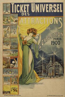The universal admission ticket for attractions at the 1900 Universal Exhibition in Paris, 1900. Creator: Chapellier, Philippe (active End of 18th - Early 20th cen.)