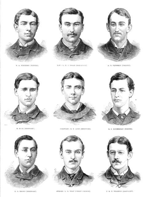 The Universities' Boat-Race: the Oxford crew, 1881.  Creator: Unknown.