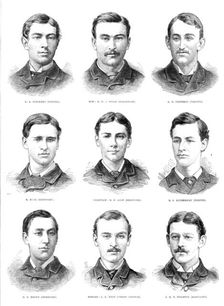 The Universities Boat-Race: the Oxford crew, 1881. Creator: Unknown