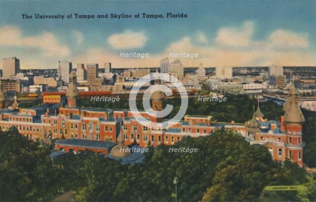 'The University of Tampa and Skyline of Tampa, Florida', c1940s. Artist: Unknown.