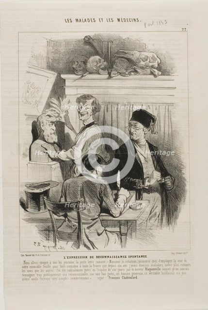 The Unsolicited Expression of Gratitude (plate 22), 1843. Creator: Charles Emile Jacque.