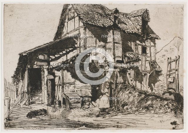 The Unsafe Tenement. One of the Twelve Etchings from Nature (The French Set), 1858. Creator: James Abbott McNeill Whistler.