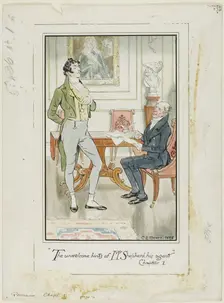 The unwelcome hints of Mr. Shepherd, his Agent, Chapter I frontispiece for Jane Austen's..., 1898. Creator: Charles Edmund Brock