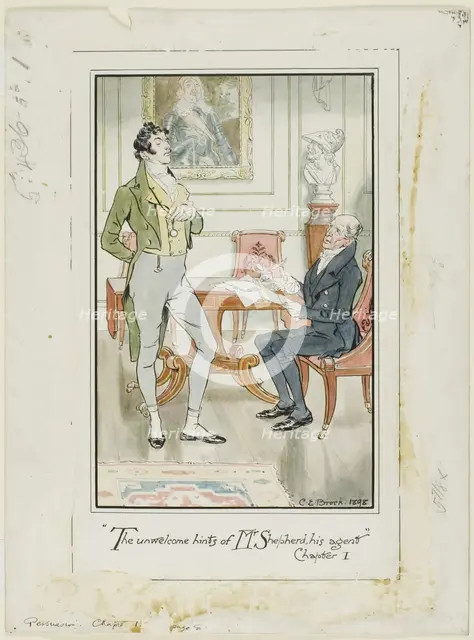 The unwelcome hints of Mr. Shepherd, his Agent,' Chapter I frontispiece for Jane Austen's..., 1898. Creator: Charles Edmund Brock.
