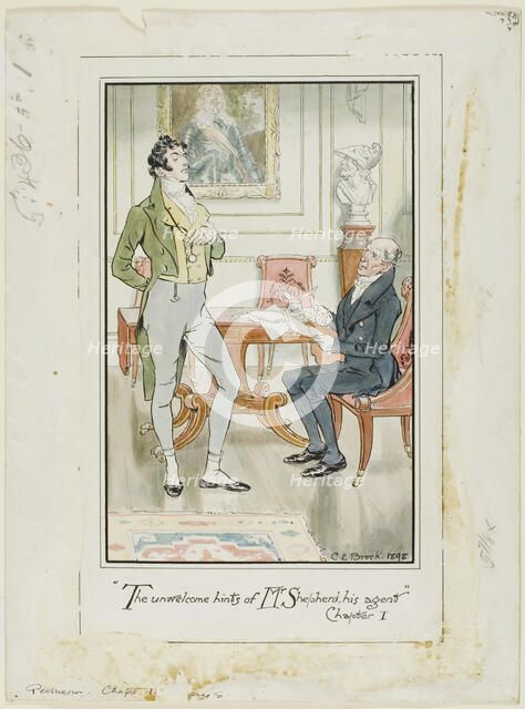 The unwelcome hints of Mr. Shepherd, his Agent,' Chapter I frontispiece for Jane Austen's..., 1898. Creator: Charles Edmund Brock.