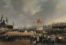 The Unveiling of the Equestrian Statue of Carl XIV Johan of Sw. in 1854. Creator: Karl Stefan Bennet