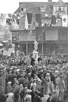 The Unveiling of the Marlowe Memorial at Canterbury, Mr. Henry Irving deleivering his... 1891. Creator: Unknown