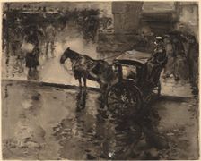 The Up-Tide on the Avenue, probably 1890. Creator: Frederick Childe Hassam