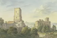 The Upper Castle (Boosenburg) and the Lower Castle (Bromserburg) near Rüdesheim am Rhein, 1803. Creator: Georg Melchior Kraus