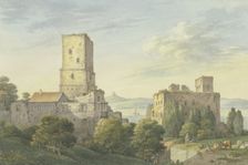 The Upper Castle (Boosenburg) and the Lower Castle (Bromserburg) near Rüdesheim am Rhein, 1803. Creator: Georg Melchior Kraus