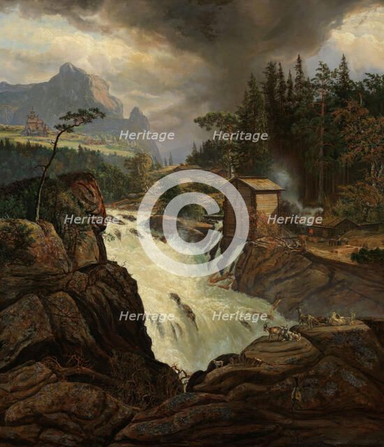 The upper Falls of the Labrofoss, 1855-1856. Creator: Johan Christian Dahl.