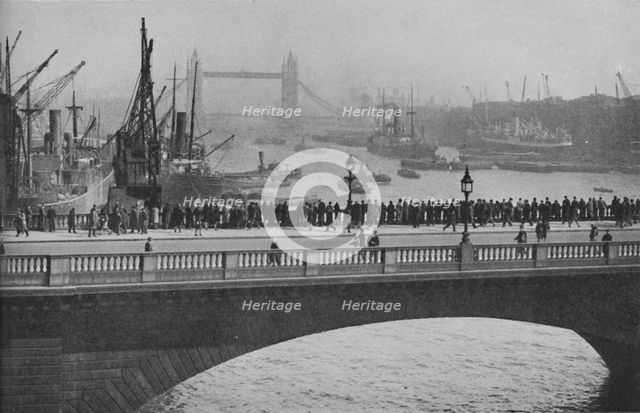'The Upper Pool from London Bridge, one of the busiest sections of the Port of London', 1936. Artist: Unknown.