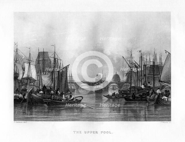 The Upper Pool, London, 19th century.Artist: J Woods