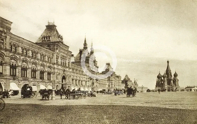 The upper trading rows in Red Square, Moscow, Russia, 1910s. Artist: Unknown