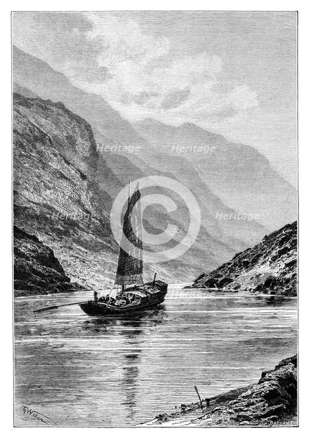 The Upper Yangtze river, China, 1895.Artist: Charles Barbant