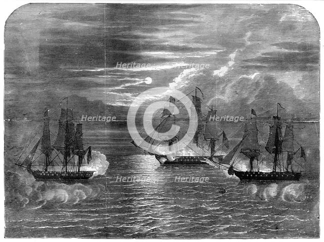 The 'USS Constitution' capturing the 'Cyane' and 'Levant', 1815, (1872). Artist: Unknown