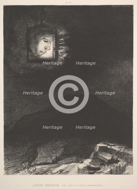 The vague glimmer of a head suspended in space, 1891. Creator: Odilon Redon.