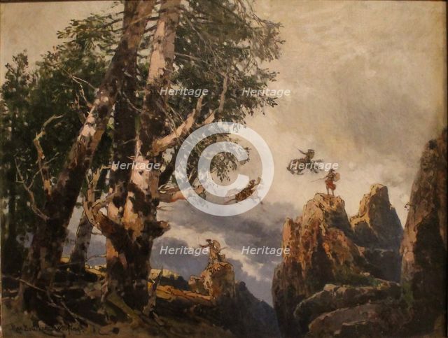 The Valkyrie's rock. Set design for Act III of opera Die Walküre by Richard Wagner. Bayreuth, 1896, 