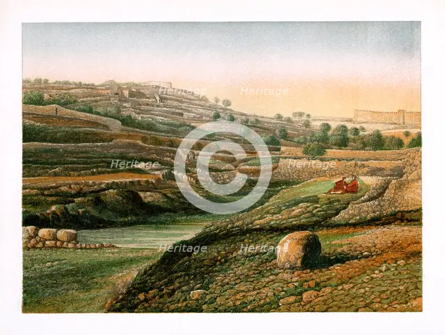 The Valley and Lower Pool of Gihon, Jerusalem, c1870. Artist: W Dickens