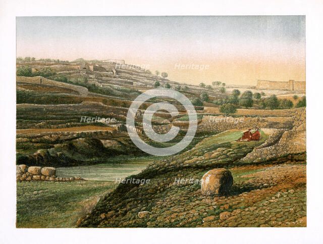 The Valley and Lower Pool of Gihon, Jerusalem, c1870. Artist: W Dickens