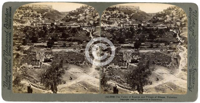The valley of Kedron and the village of Siloam, outside the wall of Jerusalem, Palestine, 1896.Artist: Underwood & Underwood