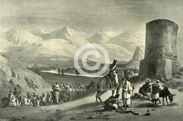 'The Valley of Maidan and Buzrak Tower', 1842, (1901). Creator: James Atkinson.