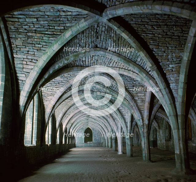 The vaults in the cellarium of Fountains Abbey, 12th century. Artist: Unknown