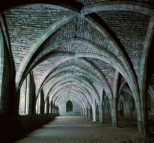 The vaults in the cellarium of Fountains Abbey, 12th century