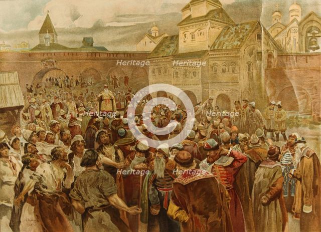 The Veche in the republic of Novgorod, 1907. Artist: Lebedev, Klavdi Vasilyevich (1852-1916)