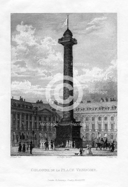 The Vendome Column, Place Vendome, Paris, 1829. Artist: J Lewis