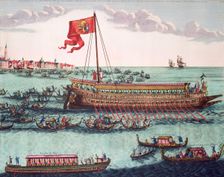 The Venetian Doge's State Galley, 1693. Creator: Pieter Mortier