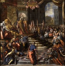 The Venetian envoys before Emperor Frederick Barbarossa, 1592. Creator: Domenico Tintoretto
