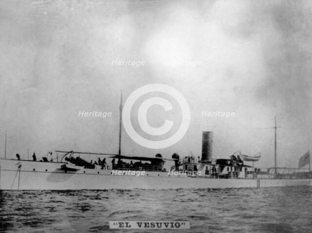 The Vesubio battleship, (1898), 1920s. Artist: Unknown.