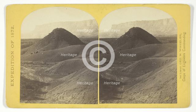 The "Vermillion Cliff," a typical plateau edge, as seen from Jacobs Pool, Arizona..., 1872. Creator: William H. Bell.