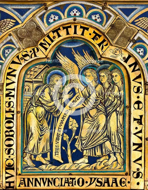 The Verdun Altar: The announcement of Isaac's Birth to Abraham, 1181. Creator: Nicholas of Verdun (ca 1130/40-after 1205).