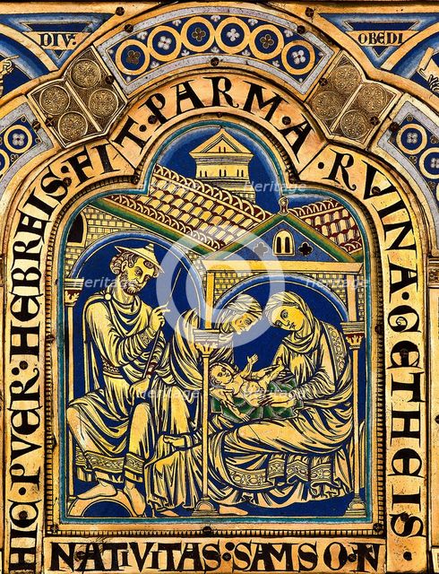 The Verdun Altar: The Birth of Samson, 1181. Creator: Nicholas of Verdun (ca 1130/40-after 1205).
