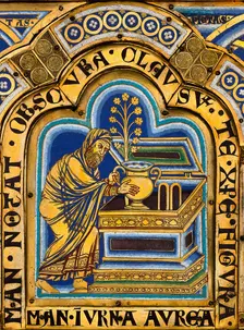 The Verdun Altar: Aaron puts a golden jar with manna into the Ark of the Covenant, 1181. Creator: Nicholas of Verdun (ca 1130/40-after 1205)