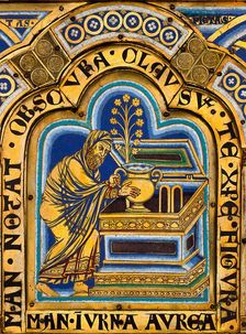 The Verdun Altar: Aaron puts a golden jar with manna into the Ark of the Covenant, 1181. Creator: Nicholas of Verdun (ca 1130/40-after 1205)
