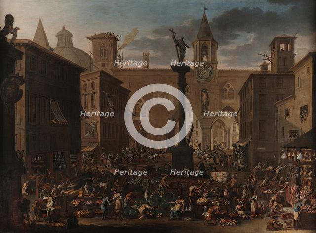 The Verziere Market in Milan, c1733. Creator: Magnasco, Alessandro (1667-1749).