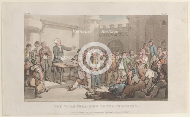 The Vicar Preaching to the Prisoners, from "The Vicar of Wakefield", May 1, 1817., May 1, 1817. Creator: Thomas Rowlandson.