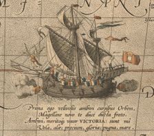 The Victoria, a Spanish carrack, ship of Ferdinand Magellan’s Armada de Molucca. (Aus Maris Pacific Artist: Ortelius, Abraham (1527-1598)
