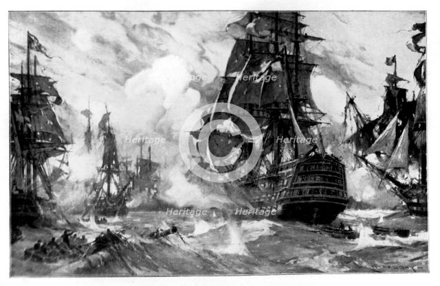 The 'Victory' at the Battle of Trafalgar, 19th Century Artist: Unknown